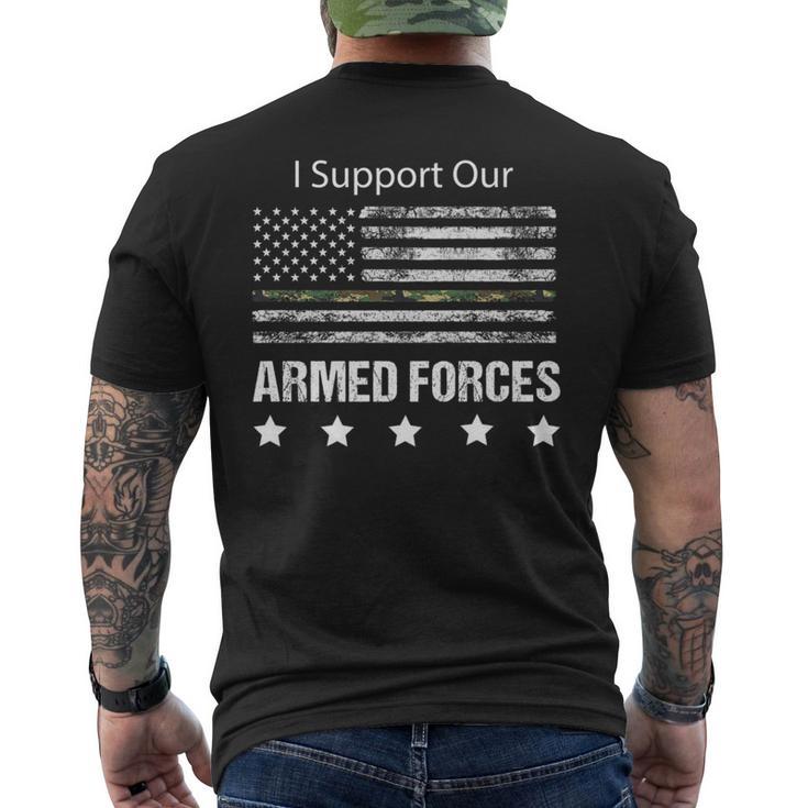 Military Appreciation Support Armed Forces Usa Flag Men's T-shirt Back Print