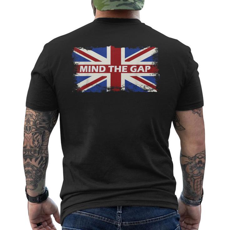 Mind The Gap Union Jack London Flag British Britain Men's T-shirt Back Print