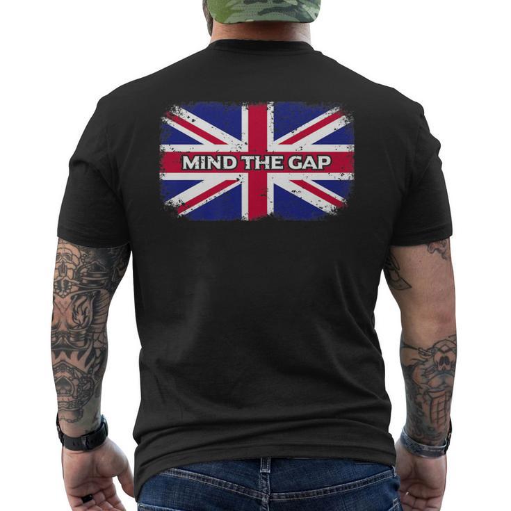 Mind The Gap Union Jack London Flag British Men's T-shirt Back Print