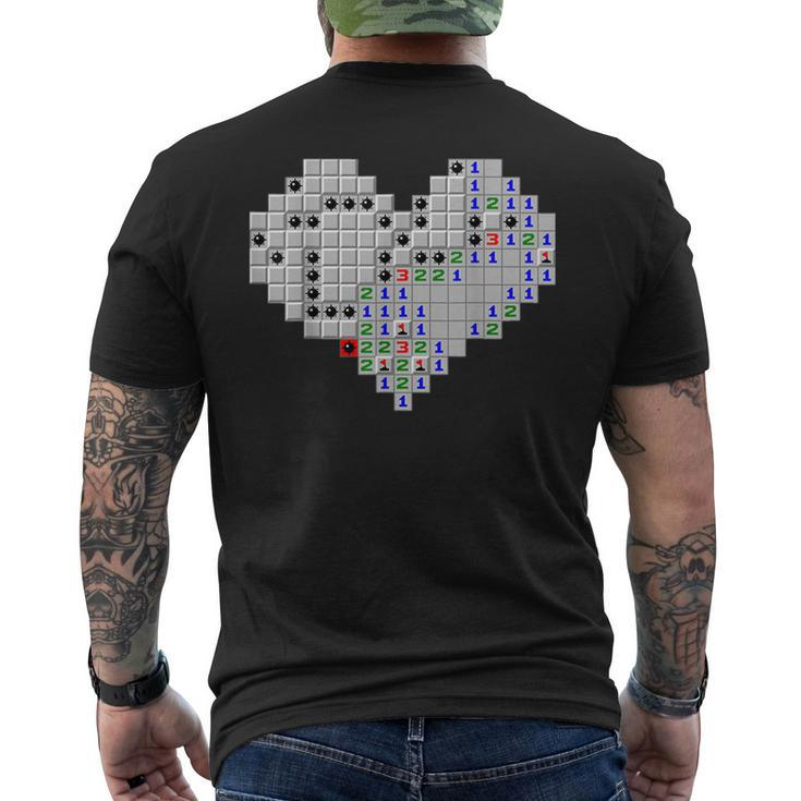 Minesweeper Heart Valentine's Day Mens Back Print T-shirt