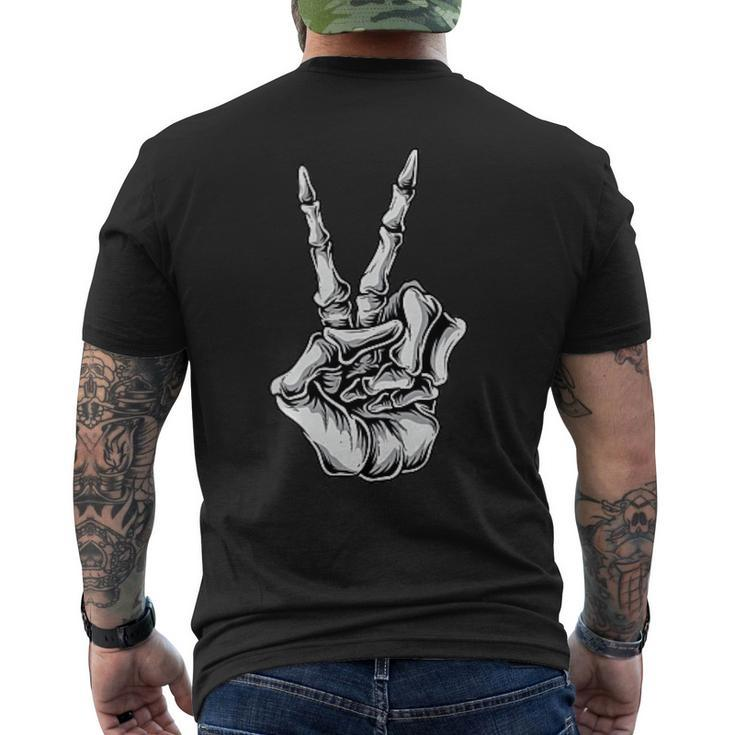 Minimalists Retro Vintage Skeleton Peace Sign Skull Men's T-shirt Back Print