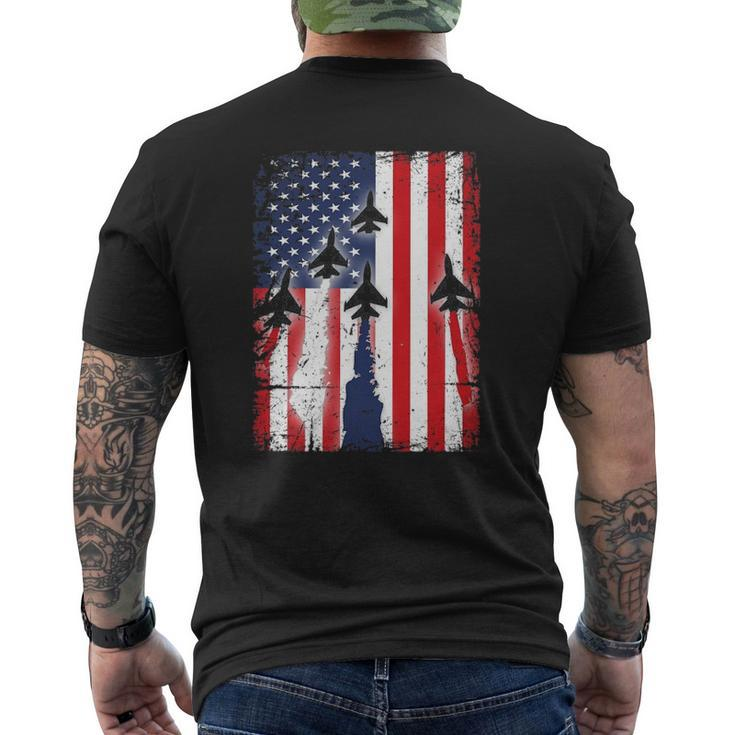 Missing Man Military Formation Patriotic Flag Mens Back Print T-shirt
