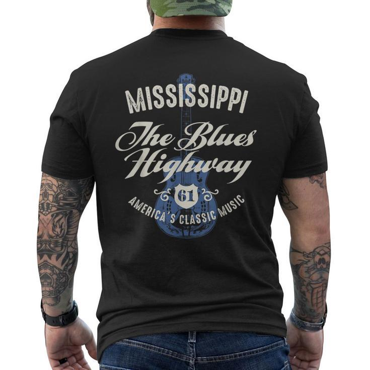 Mississippi The Blues Highway 61 Music Usa Guitar Vintage Men's T-shirt Back Print