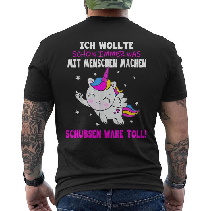 Was Mit Menschen Machen Unicorn Saying T-Shirt mit Rückendruck