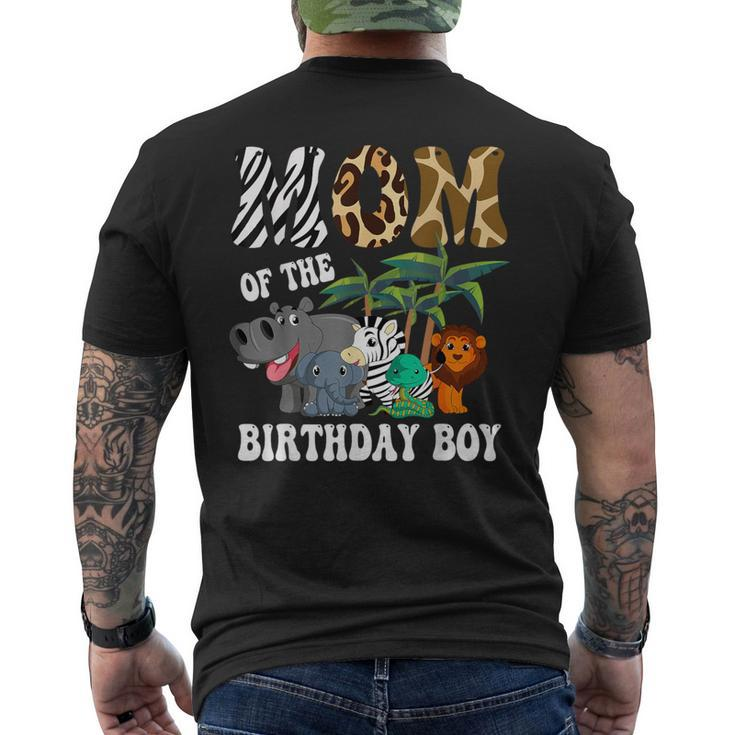 Mom Of The Birthday Boy Zoo Bday Safari Celebration Men's T-shirt Back Print