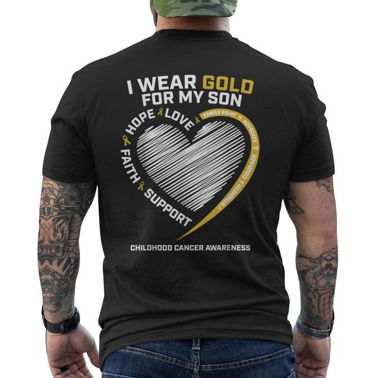 Mom Dad I Wear Gold For My Son Childhood Cancer Awareness Men's T-shirt Back Print