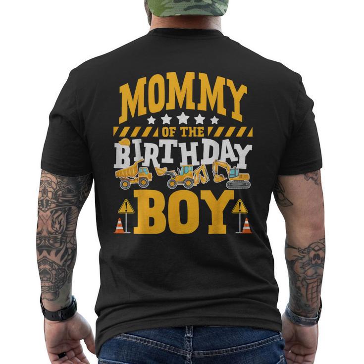 Mommy Of The Birthday Boy Excavator Construction Truck Men's T-shirt Back Print