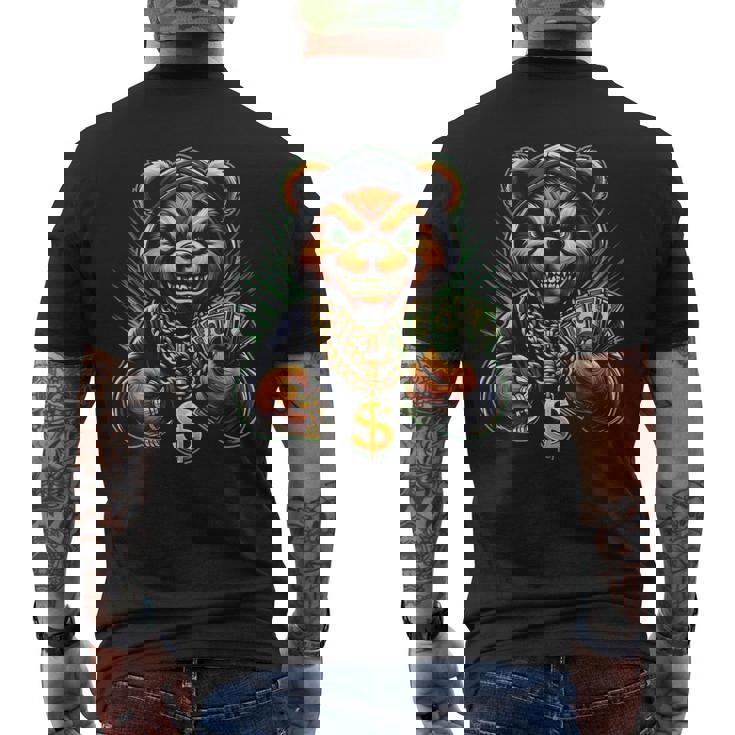 Money Calling Hip Hop Bear Teddy Gangster Rap Swag Dope Men's T-shirt Back Print