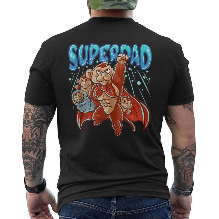 Monkey Dad Super Dad Superhero Daddy Chimpanzee Father's Day Men's T-shirt Back Print