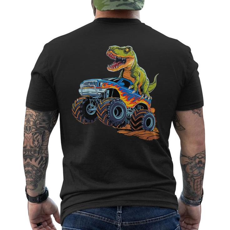 Monster Truck Dinosaur Birthday Party Monster Truck Boy Men's T-shirt Back Print