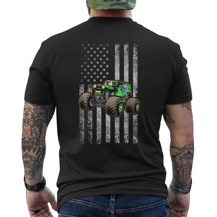 Monster Truck Are My Jam American Flag Usa Patriotic Men's T-shirt Back Print