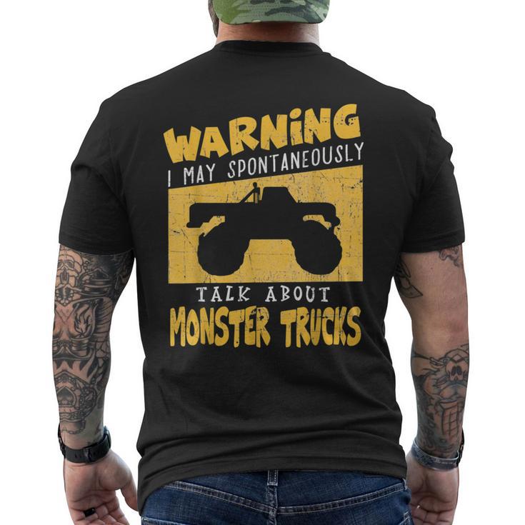 Monster Truck T Apparel For Big Trucks Crushing Car Fans Men's T-shirt Back Print