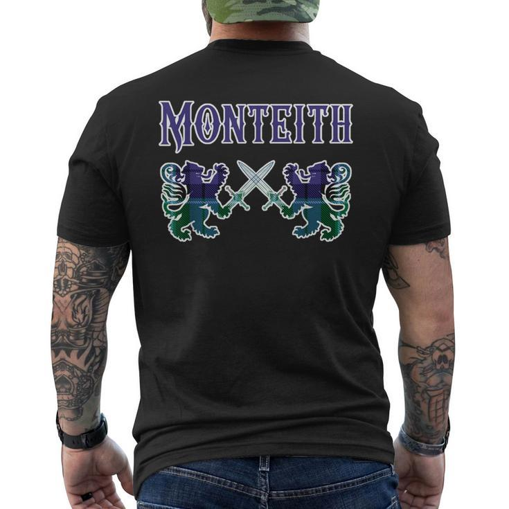 Monteith Scottish Clan Lion Family Name Tartan Kilt Men's T-shirt Back Print