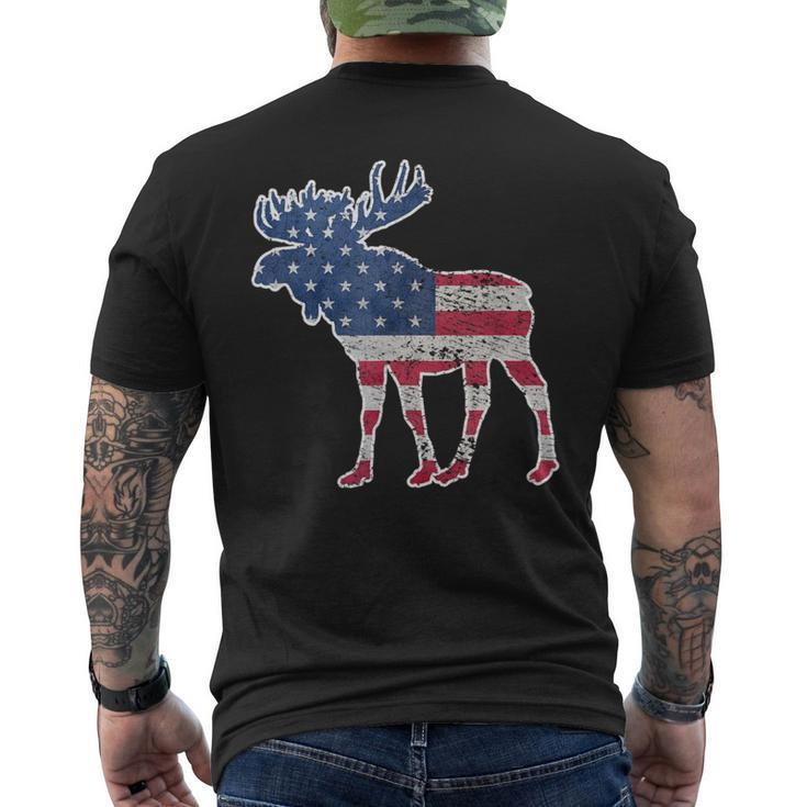 Moose Usa Flag Colorful Retro Vintage Men's T-shirt Back Print