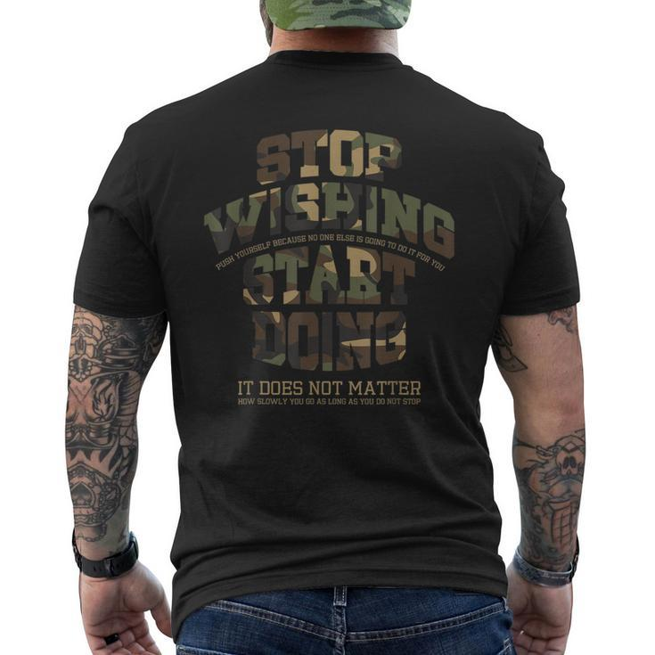 Motivational Military Message In Camo For Workout Success Men's T-shirt Back Print