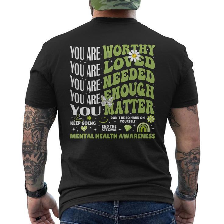 Motivational Support Warrior Mental Health Awareness Matters Men's T-shirt Back Print