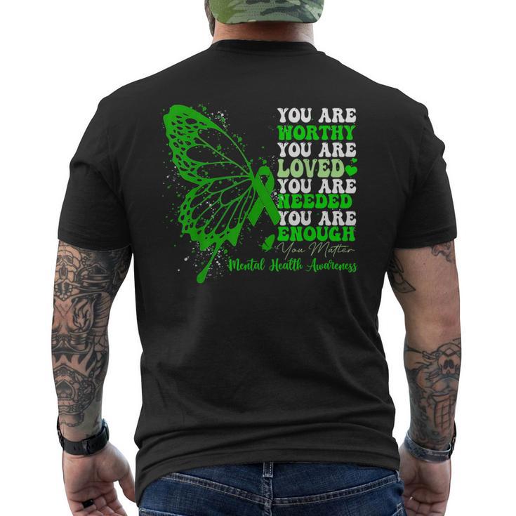 Motivational Support Warrior Mental Health Awareness Men's T-shirt Back Print