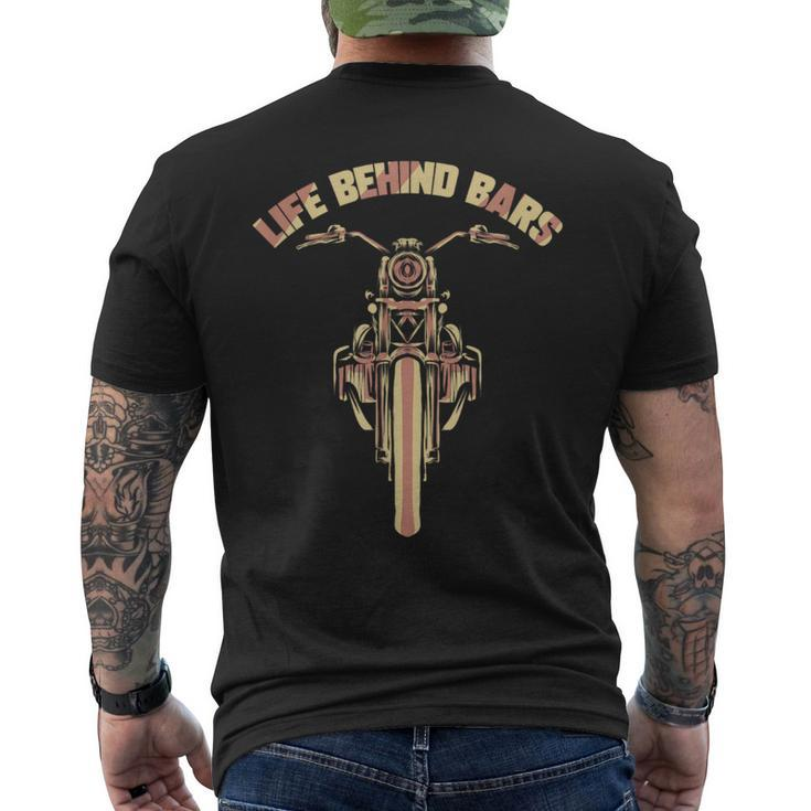 Motorcycle Rider Motorcycle Biker Behind Bars Vintage Men's T-shirt Back Print