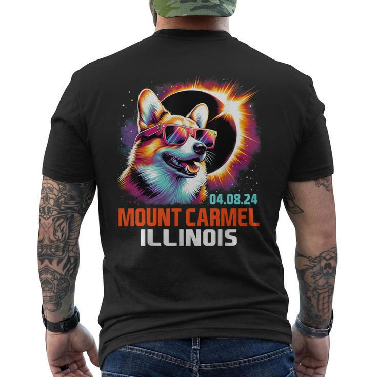 Mount Carmel Illinois Total Solar Eclipse 2024 Corgi Dog Men's T-shirt Back Print