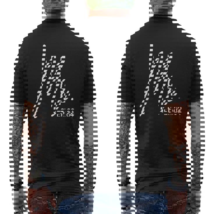 Mr Est 2024 Just Married Wedding Hubby Mr & Mrs Couple Men Men's T-shirt Back Print