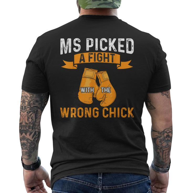 Ms Warrior Ms Picked A Fight Multiple Sclerosis Awareness Men's T-shirt Back Print