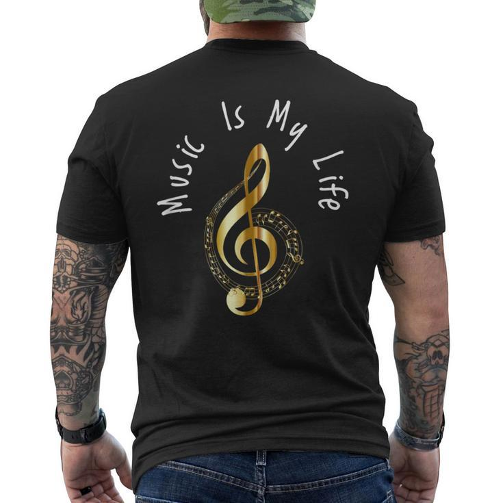 Music Is My Life Musical Note Men's T-shirt Back Print