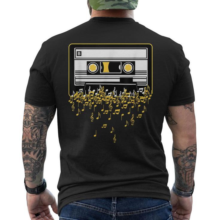 Music Notes Vintage Cassette Tape Classic 80S 90S Men's T-shirt Back Print