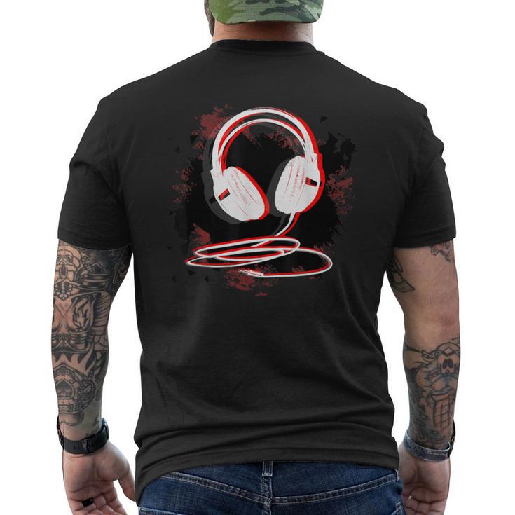 Music Sound Headphones For Dj Musician Men's T-shirt Back Print