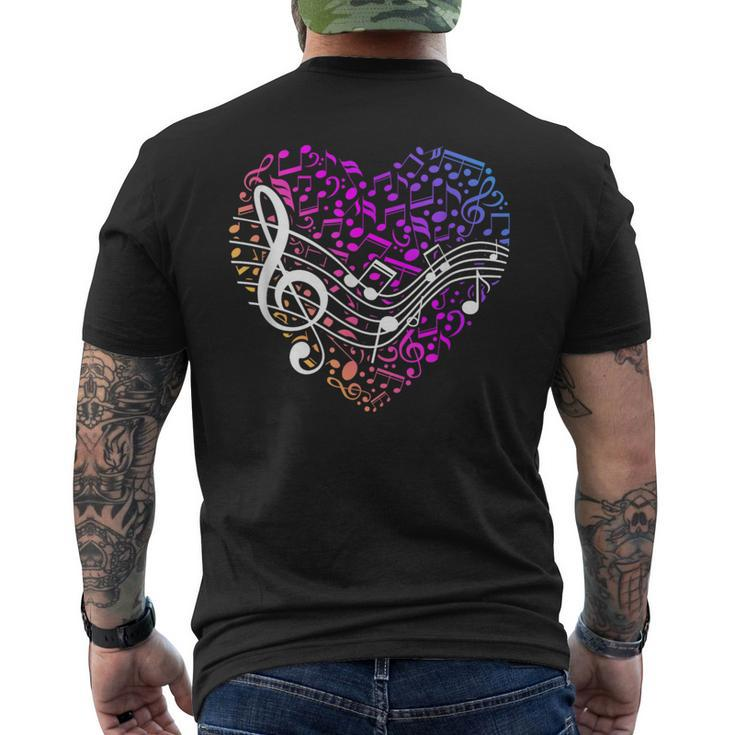 Musical Notes Heart Treble Clef Music Men's T-shirt Back Print