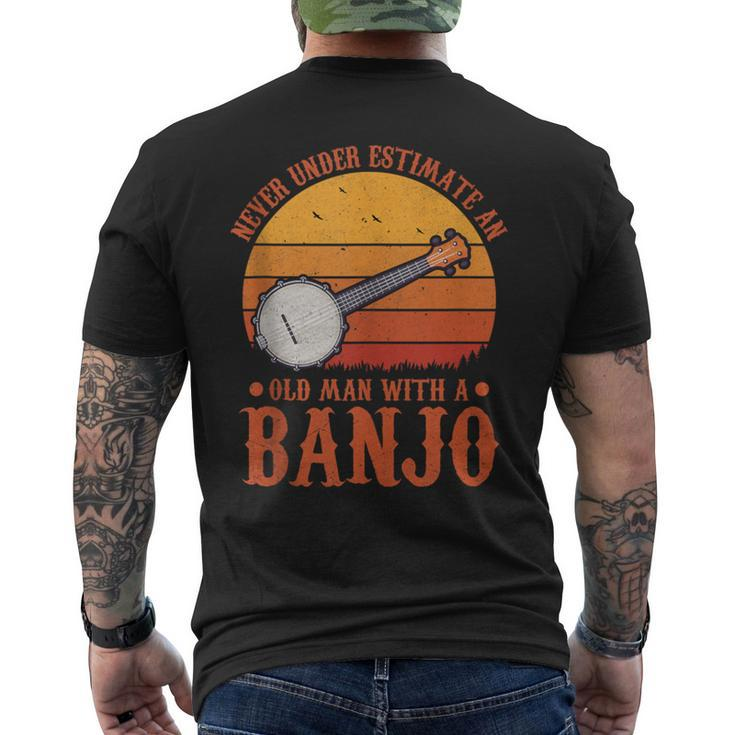 Musical Vintage Never Underestimate An Old Man With A Banjo Men's T-shirt Back Print