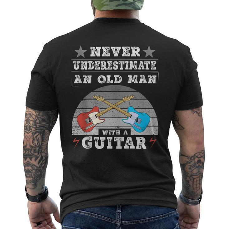 Musician Man Never Underestimate An Old Man With A Guitar Men's T-shirt Back Print