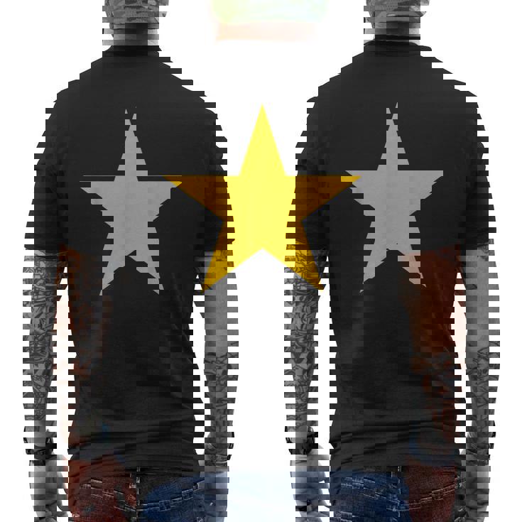 Gold Color Big Star Graphic Men's T-shirt Back Print - Monsterry