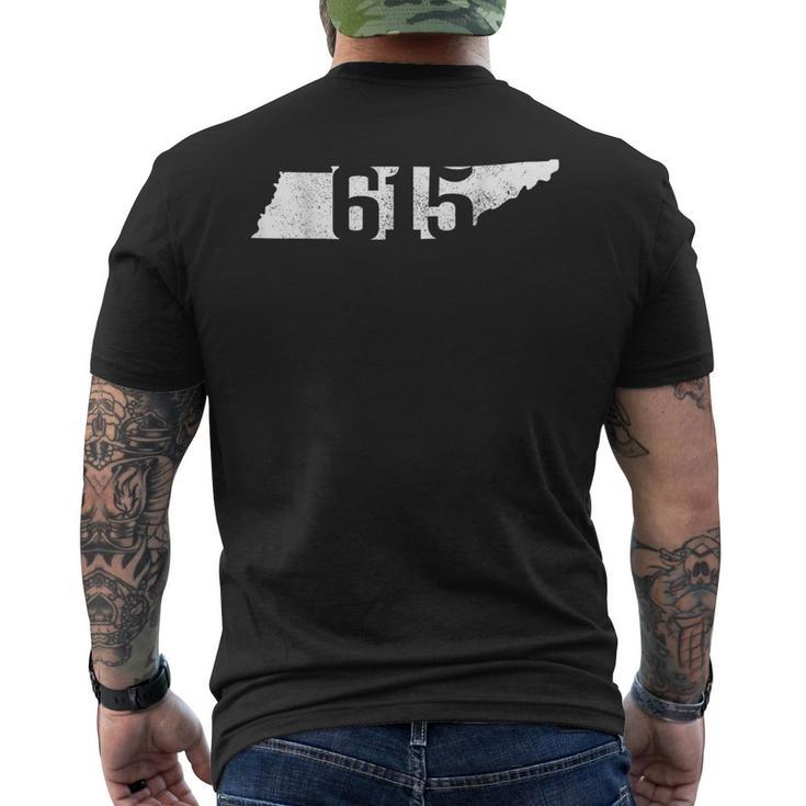 Nashville 615 Area Code Tennessee State Map Pride Music City Men's T-shirt Back Print