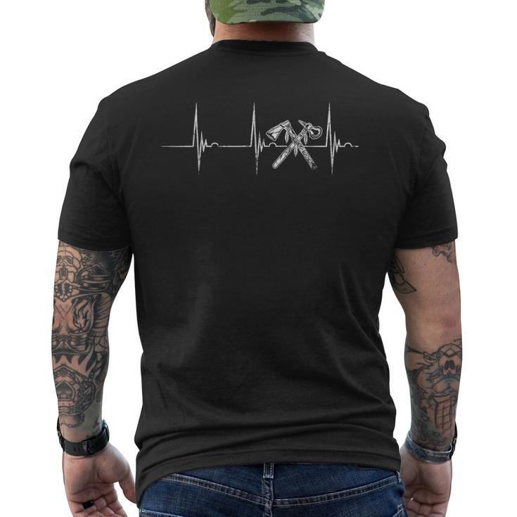 Native American Axes Heartbeat Ekg Pulse Indian Chief Tribes Men's T-shirt Back Print