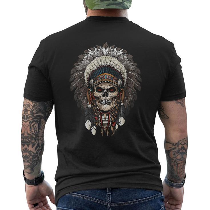 Native American Indian Chief Skull Motorcycle Rider Vintage Men's T-shirt Back Print