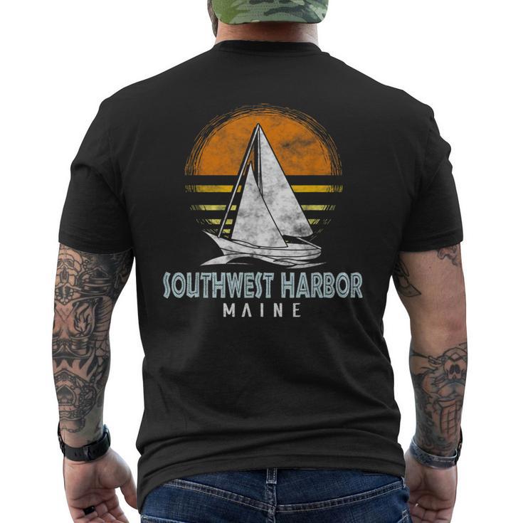 Nautical Boat Southwest Harbor Maine Yacht Club Men's T-shirt Back Print