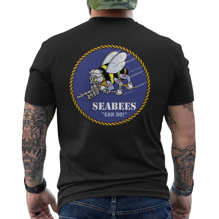 Navy Seabees Construction Battalions Veteran Patch Men's T-shirt Back Print