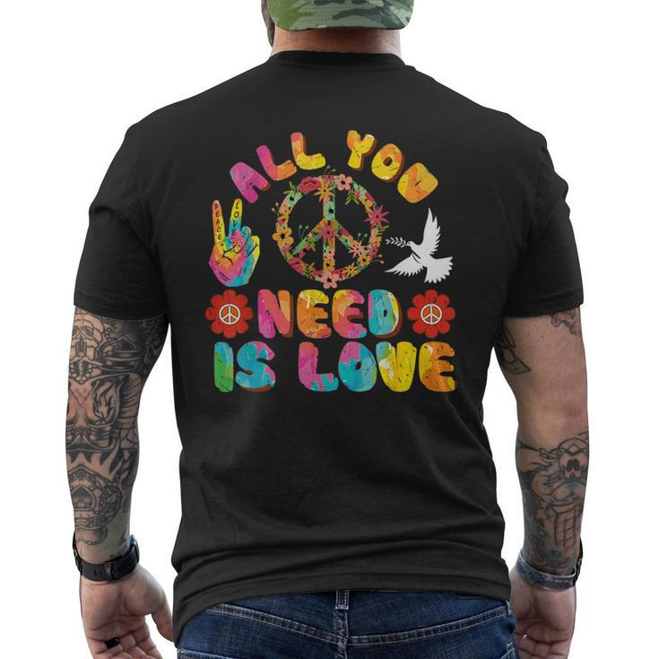 All You Need Is Love Tie Dye Peace Sign 60S 70S Peace Sign Men's T-shirt Back Print