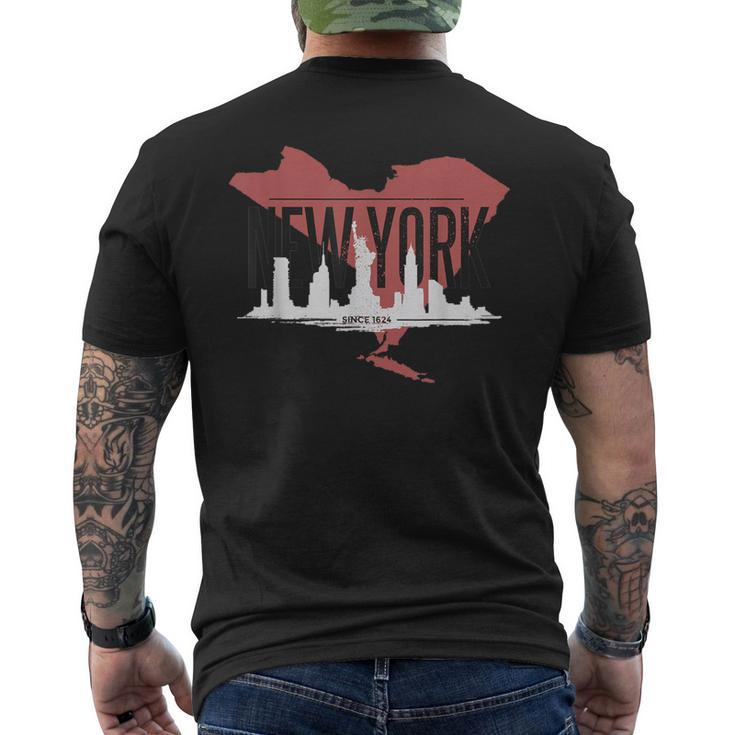 New York City Since 1624 Skyline State Map Ny Nyc Men's T-shirt Back Print