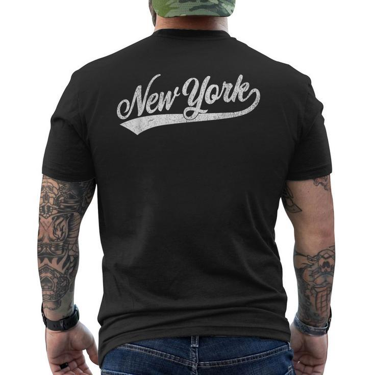 New York City Baseball Script Men's T-shirt Back Print