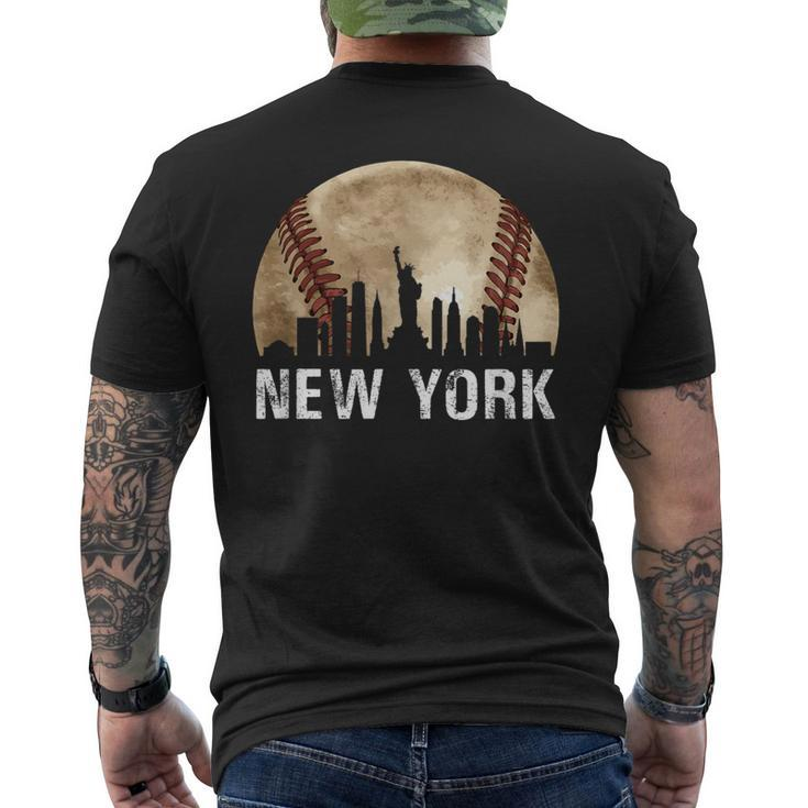New York City Skyline Vintage Baseball Lover Men's T-shirt Back Print