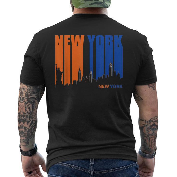 New York Orange & Blue Skyline Vintage Silhouette Men's T-shirt Back Print