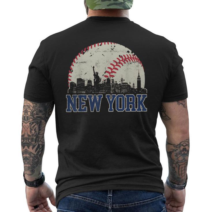 New York Retro Baseball Lover Met At Game Day Men's T-shirt Back Print