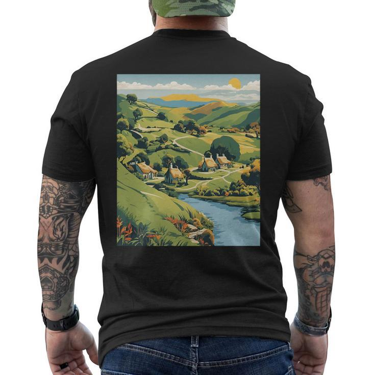 New Zealand Hobbiton Tranquility Graphic Men's T-shirt Back Print