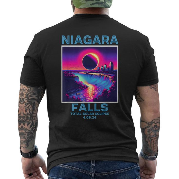 Niagara Falls Total Solar Eclipse 2024 80S New York Canada Men's T-shirt Back Print