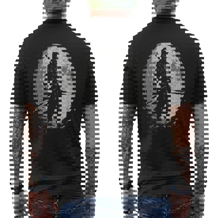 Ninja Moon Fases Samurai Japón Anime Manga Retrointage Camiseta Hombre Estampado Espalda