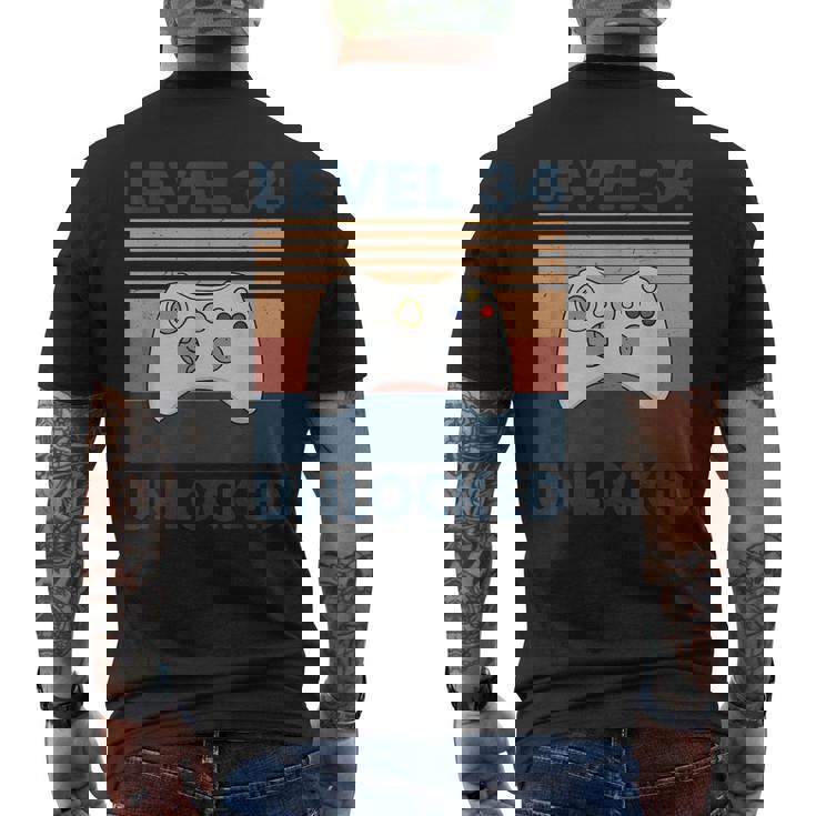 Nivel 34 Desbloqueado – Retrointage 34 Cumpleaños Gamer Gaming Camiseta Hombre Estampado Espalda