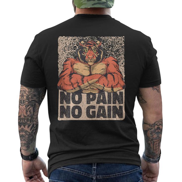 No Pain No Gain Tiger Gym Muscles Bodybuilding Men's T-shirt Back Print