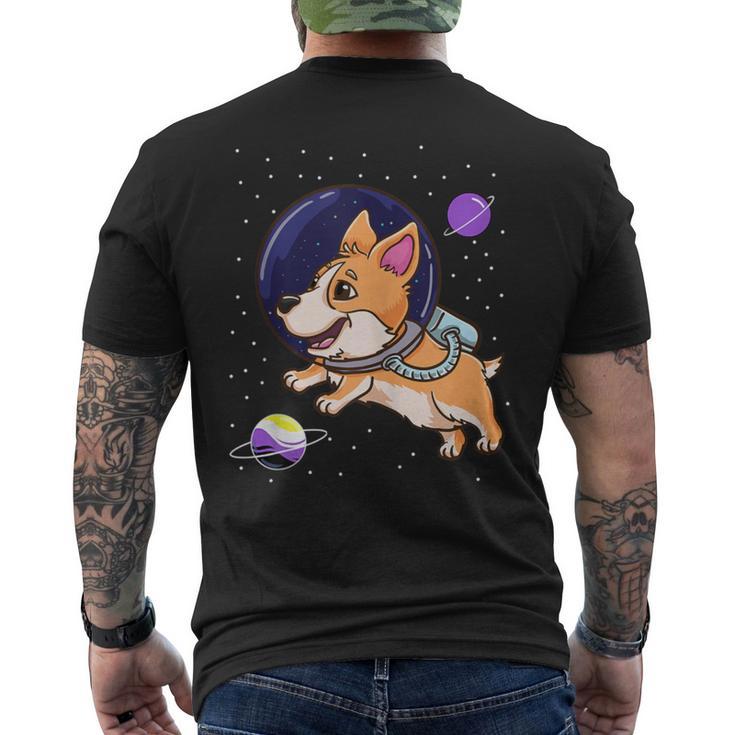 Nonbinary Corgi In Space Nonbinary Pride Day Men's T-shirt Back Print