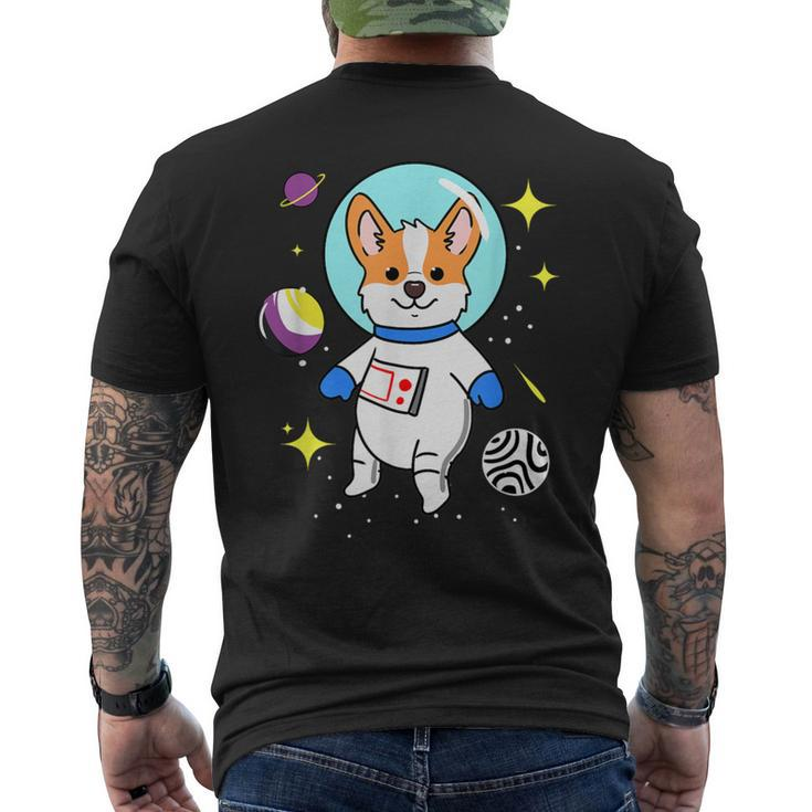 Nonbinary Corgi In Space Nonbinary Pride Men's T-shirt Back Print
